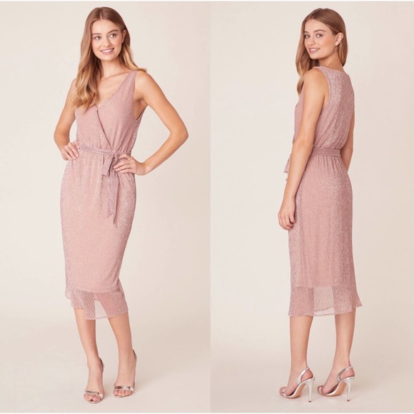 BB Dakota Love To Love You Rose Gold Lurex Dress - Picture 1 of 9